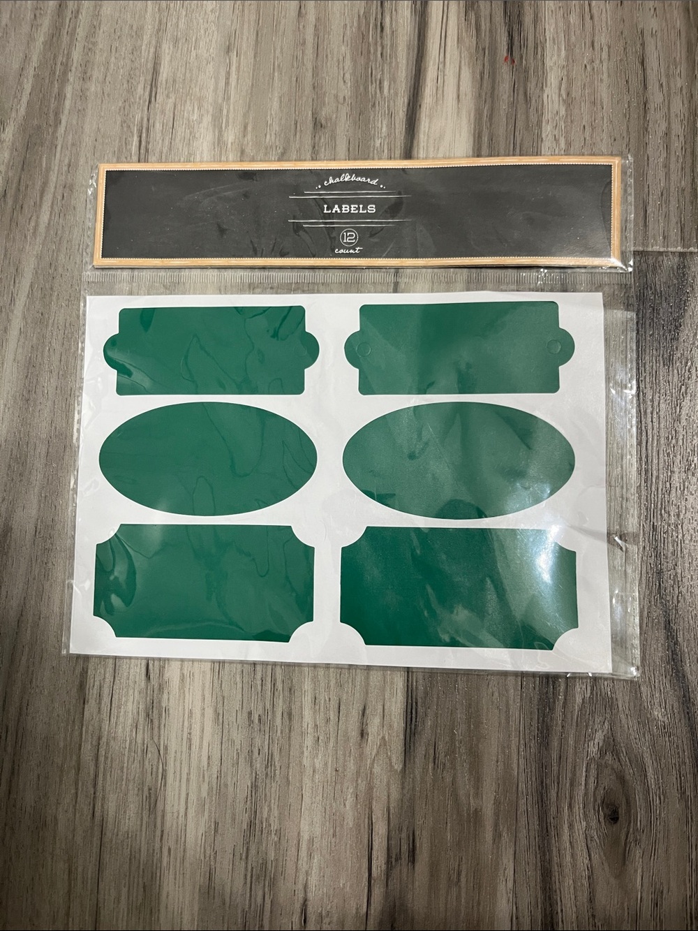 Chalkboard Style Green Sticker Labels - Set of 6